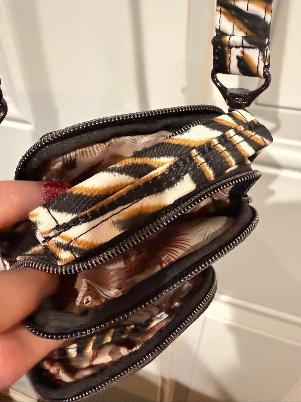LUG Zebra-Print Crossbody Bag - Black & Cream